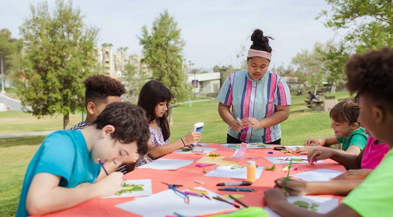 children working on craft projects